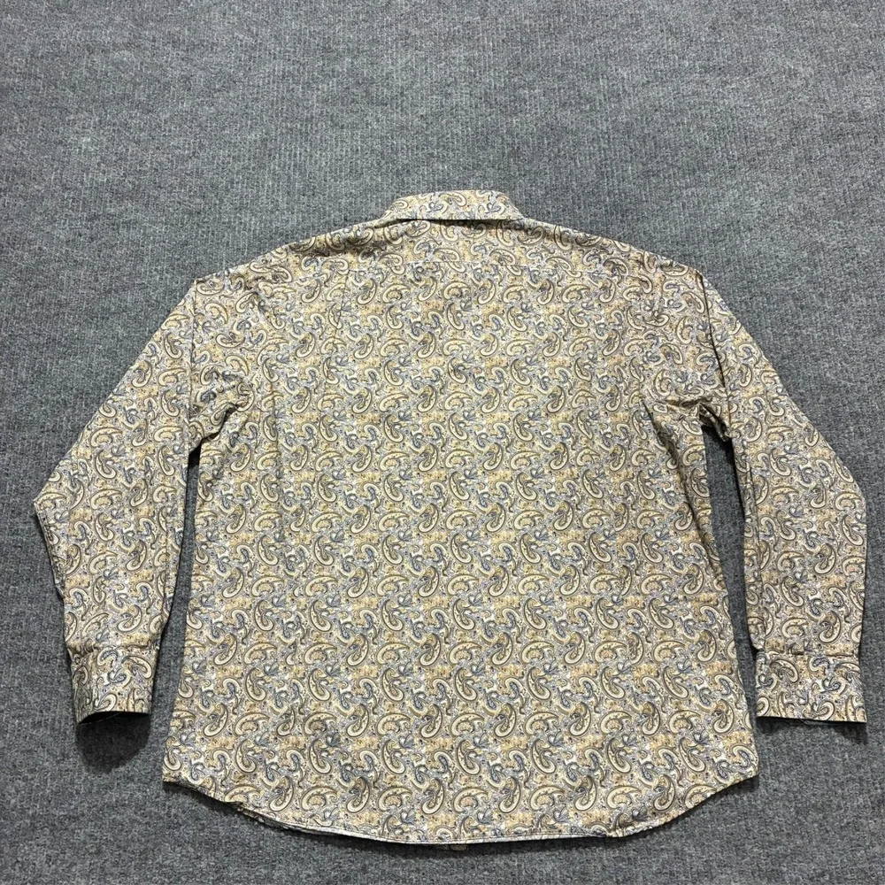 Cremieux Premium Denim Button Up Shirt Mens Size‎ XL Paisley Print Long Sleeve